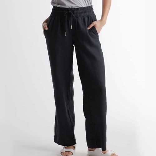 Womens Linen Pants Wide Leg Drawstring High Waisted Summer Pant Beach Clothes Lounge Loose Trousers with Pockets4