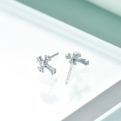 Rnivida 925 Sterling Silver Small Cross Stud Earrings for Women,Hypoallergenic3