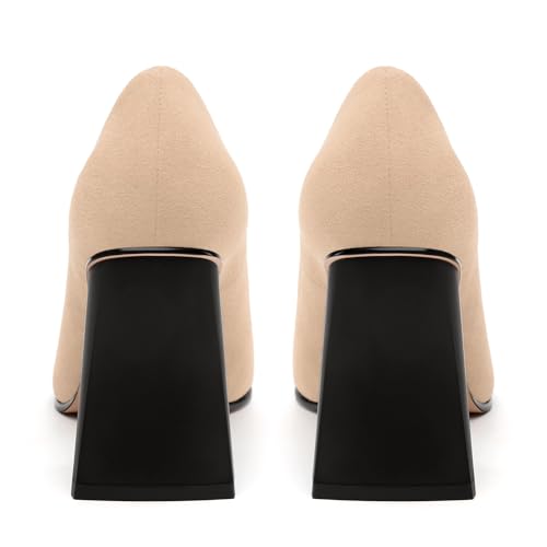 Women's Pumps, Pointed Closed Toe Chunky High Heels, Fashion Solid High Heel Shoes for Women4