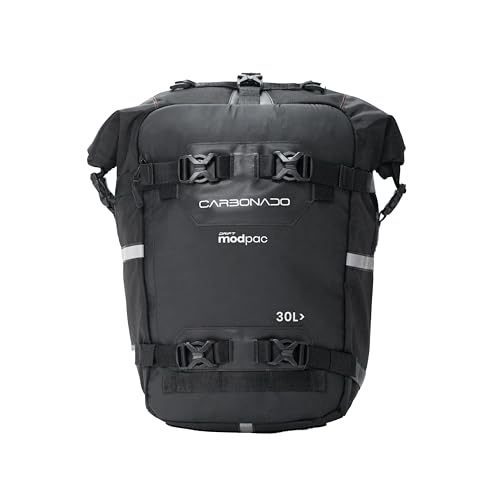 Image of Carbonado Modpac 30L | 100% Waterproof Motorcycle Tailpack | Saddle Bag | Crash Guard Bag (Black) | Polyester