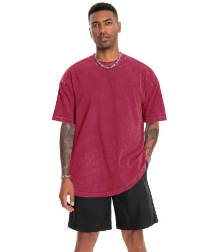 Image of Oversized Tshirts for Men Short Sleeve Vintage Washed Basic Loose Tees