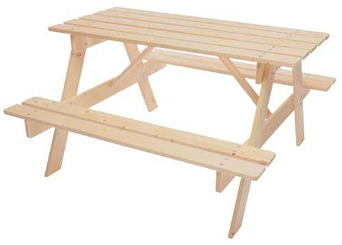 TIMBELA Mesa de Picnic Infantil - 90x90xA50 cm -para Exterior o I...