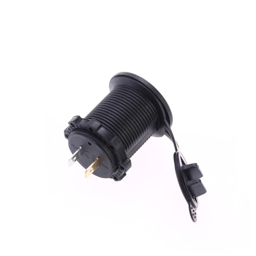 Cargador USB doble de motocicleta 24V con tapa y luz LED negra
