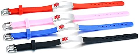 Miniatura 4 de Pulseras de alerta médica de silicona personalizadas para mujeres y hombres, grabado gratis, pulsera de identificación médica impermeable,