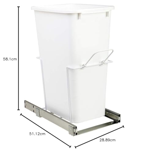 Knape & Vogt 28,9 cm. x 51,1 cm x 58,1 cm 50 Qt. Abfalleimer mit Absenkautomatik, unten montierbar, Weiß – Bild 4