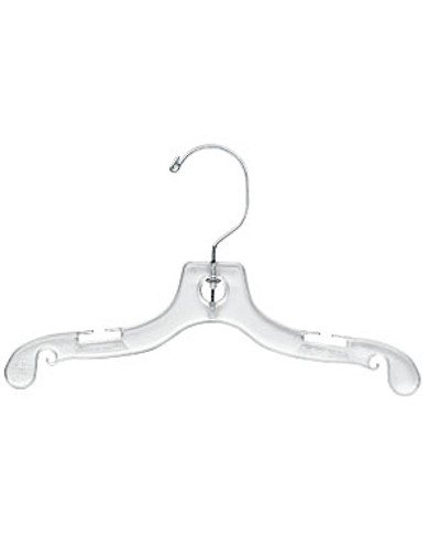 Only Hangers Count of 100 Clear Plastic Children's Dress Hanger with chrome hook 10 inches