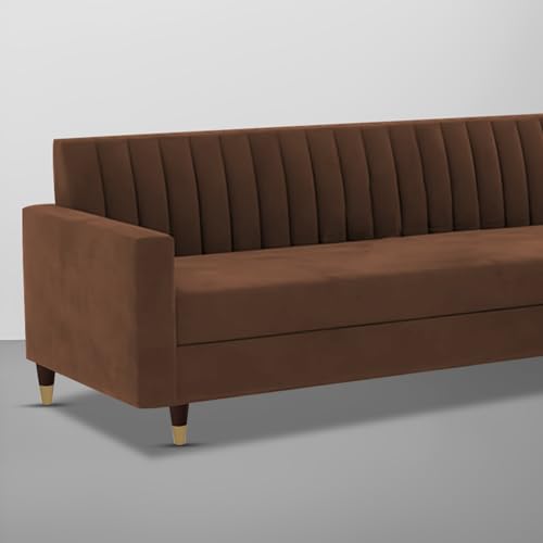 Image of Casaliving Garcia 3 Seater Sofa Set for Living Room (Brown Colour) Premium Fabric Sofa