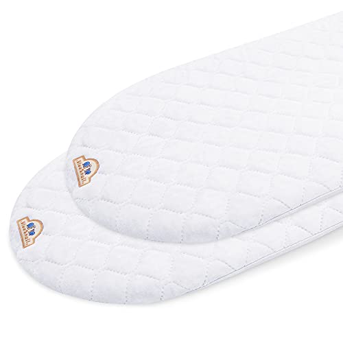 Image of BlueSnail Quilted Fitted Waterproof Cradle Sheet, Comfortable and Soft Bassinet Pad Cover 2 Pack (White Quilted)