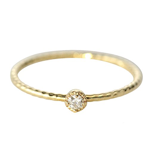 [プレシャス] ダイヤモンド 天然石 イエローゴールド K10 10金 リング 指輪 ピンキーリング レディース オリジナルクロス1枚付き 11号