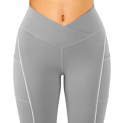 Image of SUUKSESS Women Reflective High Waisted Running Leggings with Pockets Yoga Pants