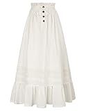 Scarlet Darkness Boho Skirts for Women Renaissance Maxi Skirts Ruffle White Long Skirt with Pocket Flowy Layer Skirt White S