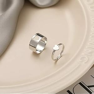 Vembley Stunning Silver Heart Couple Ring Matching Wrap Finger Ring for Women and Men 4 31GNaOD0c9L. SL500 . SS300