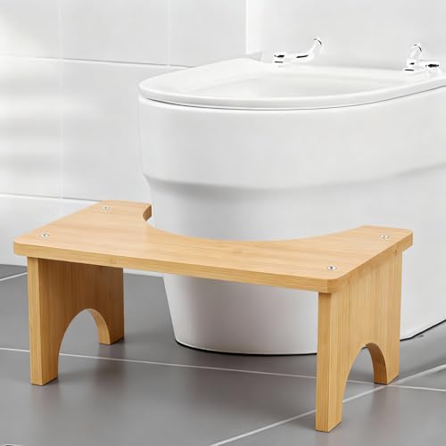 Tabouret de Toilette en Bois de Bambou, Tabouret de Toilette pour Adultes et Enfants, Pot accroupi avec Une capacité de Charge de 300 kg, marchepied pour améliorer Les...