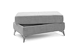 Cavadore Polsterhocker Pavia / Beistellhocker, Fußbank, Hocker mit Stauraum / 100 x 47 x 66 cm / Chenille: Hellgrau