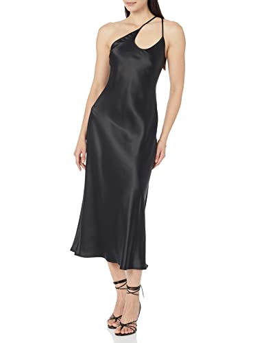The Drop Vestido Lencero para Mujer, Ashley, Asimétrico, Negro, M