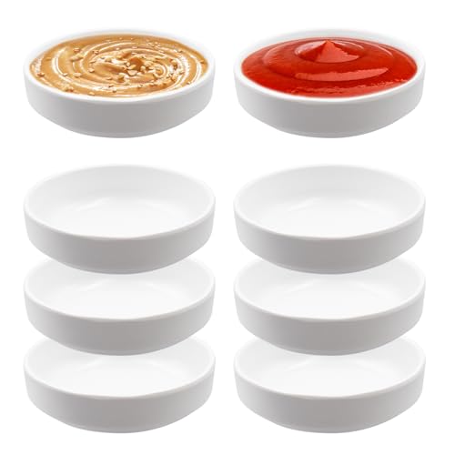 INNAL Lot de 8 Petites Coupelles à Tremper 8.7 x 8.7 x 2.5cm Empilables Coupelle Sauce Mini Bols Ronds pour Sauce Soja épices Fruits Collations Snacks Trempage...