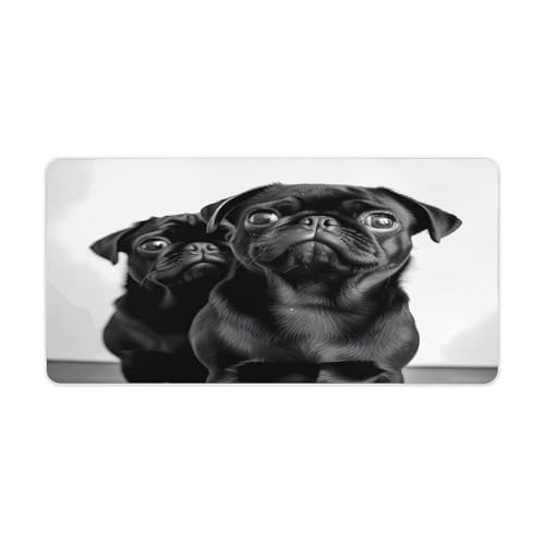 Alfombrilla de ratón grande de goma con diseño de perro pug