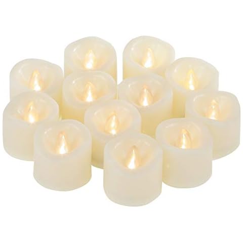 Candle Choice 12 PCS Realistic Flameless Candles with Timer, Votives with Timer, Battery-operated LED Candles with Timer, Long Battery Life 200+ Hours, Battery Included, 1.5"(D) x1.5(H) Cover