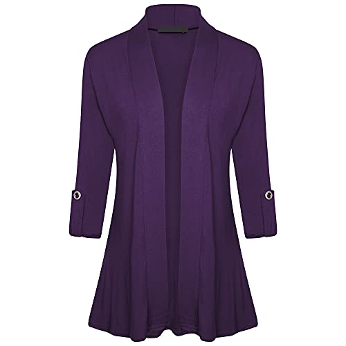Image of Loxdonz Women's Open Front Cardigans Casual 3 /4 Sleeve Cardigan Soft Lightweight Top