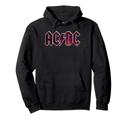 Oficial AC/DC Rock Banda Logo Desgastado Música Vintage Sudadera con Capucha, Unisex para Adultos, Negro, S