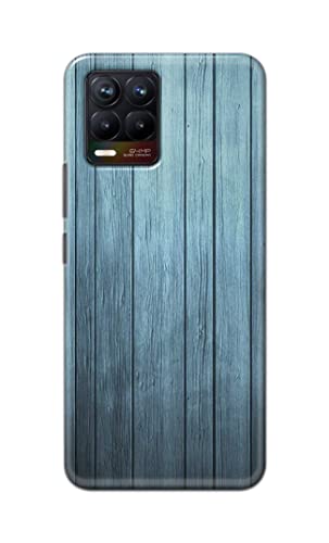 Image of Printed Hard Back Cover Case for Realme 8 4G | Realme 8 Pro 4G Back Cover (Wooden Blue) -1302