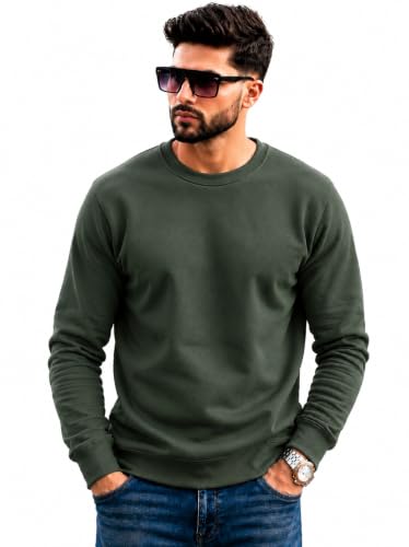 Image of Mack Jonney Men's Solid Winter Sweatshirt|Soft Fleece Fabric Full Sleeve Round Neck Sweatshirt|Stylish Casual Wear for Men-mj-281