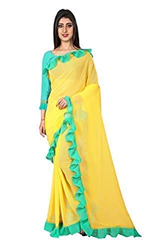 Sari en mousseline de soie avec chemisier vêtement indien traditionnel femme 1121