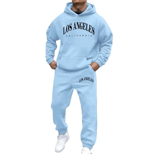 Survêtement Homme Ensemble de Sport 2 Pièces Jogging Sweat à Capuche Pantalon Training Football Coton Respirant Casual Look A114