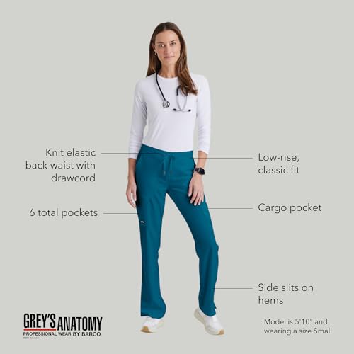 BARCO Grey s Anatomy Classic Mia Scrub Pant for Women Bahama, 6-Pocket Low-Rise Straight Leg Bottoms with Natural Stretch, Soil Release Fabric, and Super-Soft Finish Large, Tall Fit by BARCO - Image 6