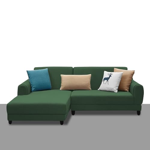 Image of Kraven LHS 4 Seater L Shape Sofa Set for Living Room (Green Fabric) Premium Fabric Sofa