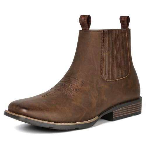 Image of IUV Cowboy Boots For Men Square Toe Ankle Boots