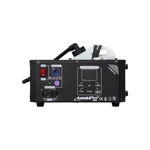 Máquina de humo 1500W con luces LED RGB, alta salida de humo 33,000 cu ft/min, altura de spray 6–8 metros, control DMX y remoto, tanque de 2.5L para efectos en escenario y fiestas miniatura 3