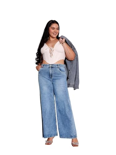 Image of Miss Chase A+ Women's Wide Leg High Rise Regular Length Stretchable Denim Jeans
