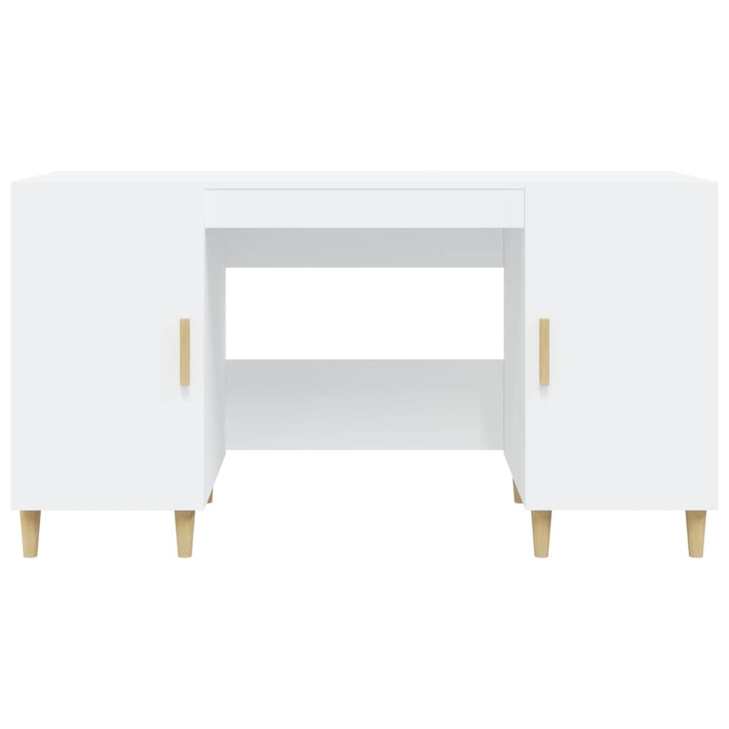 vidaXL Escritorio Oficina Trabajo Estudio Ordenador Mueble Despacho Cajones Almacenamiento Decorativo de Madera Contrachapada Blanco