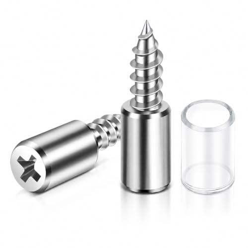 Image of By inchVP INDUSTRIES inch (Pcs-20) No.10x25 mm Shelf Support Screw with Decorative Cap Phillips-Slotted Self-Tapping Screw - Stainless Steel, High-Tensile for Wood, Metal, Furniture & DIY Applications
