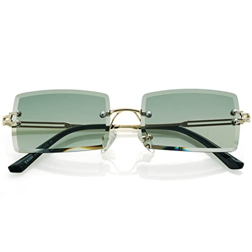 Image of Kursan Frameless Rectangle Sunglasses for Men Women Small Rimless Sun Glasses Shades UV400 Protection