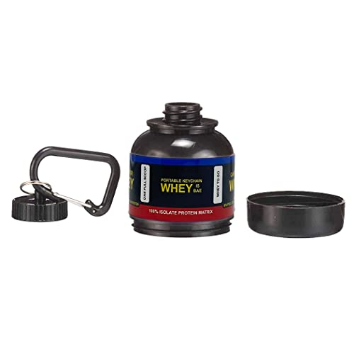 Image of Amazing Whey loader Protein Carry Funnel Portable Protein Whey or Supplement Powder Combo Pack of 2 Carrying Whey Funnel and Container Box with Key-Chain (BLACK-2)