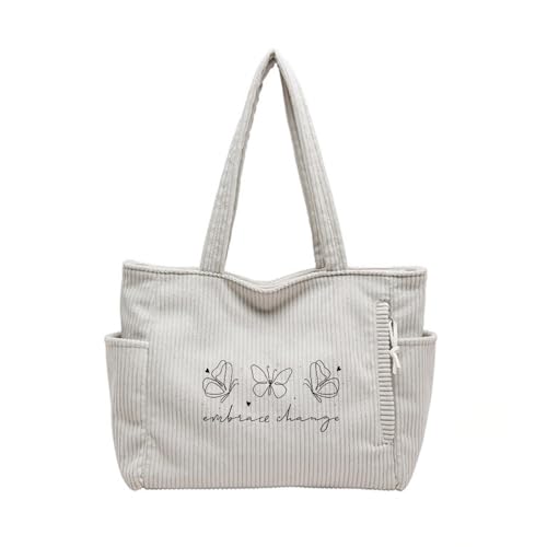 Bolso tote de pana estampado para mujer miniatura 4