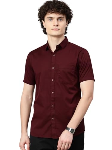 Image of Majestic Man Slim Fit Pure Cotton Half Sleeve Solid Casual Shirt