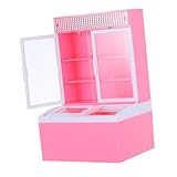 HANABASS Simulation eines Eisschranks winzig Anzeige Miniatur-Küchen-Gefrierschrank-Modell Möbel vorgeben Creme Puppenhausküche für Miniatur-Rollenspielkühlschrank Plastik Rosa