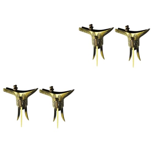 Hoement 4stücke Antike Bronze Trinkbecher Mit Beinen Chinesischer Kaiser Stil Kulturelle Artefakte Für Bürodekoration s Als Souvenir Oder