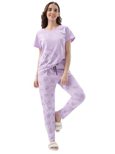 Image of AV2 Women's Cotton Printed Short Sleeve Night Suit Set | Pajama Set | Casual Night Dress for Women