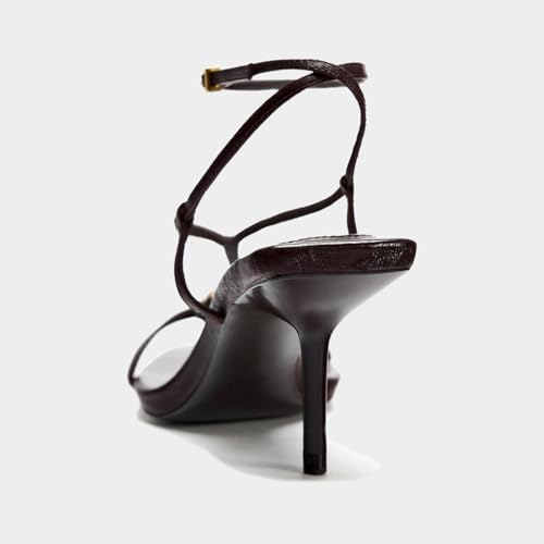 Lymphvity Metal Buckle Strappy Stilettos for Women Open Square Toe Heeled Sandals Rear Strap Sexy Kitten Heels Sandals Date Party Dress Pumps Sandal4