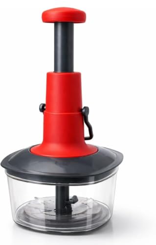 Image of Nirmala Kitchen 650 ML Vegetable Push Press Chopper with 3 Stainless Steel Blades | Manual Hand Press Food Chopper for Onion, Vegetables, Fruits, Nuts & Chop Kitchen Tool I Mixer, Grinder I Blender