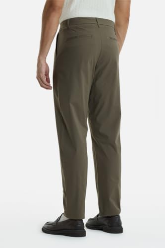 Image of SNITCH Men Formal Trousers | Regular Fit Pleated Front with Turned-Up Hem | Polyester Blend & Medium Stretch Fabric for Office & Winter Wear