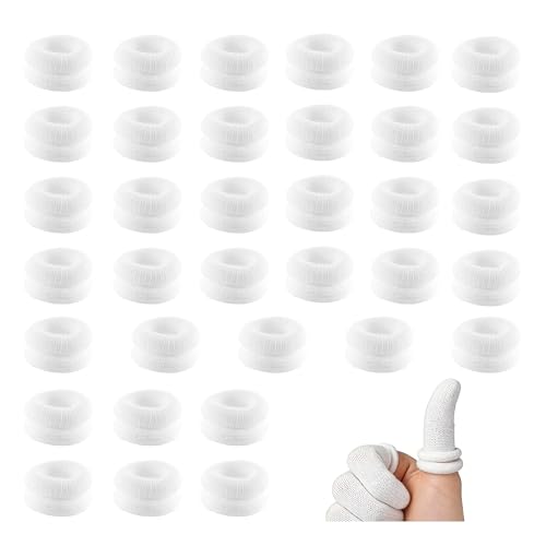 35 Stück Fingerverband Fingerlinge Verband Elastisch Fingerpflaster Atmungsaktiv Finger Bobs Universelle Fingerlinge Fingerkuppenschutz Fingerschützer für Garten Arbeit Küche Fingerschutz(Weiß)