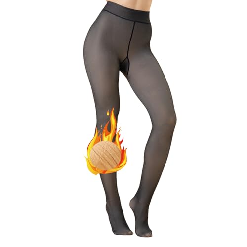 Image of Fleece Lined Tights, Warm Sheer Fleece Pantyhose, Fake Translucent Thermal Sheer Tights for Women