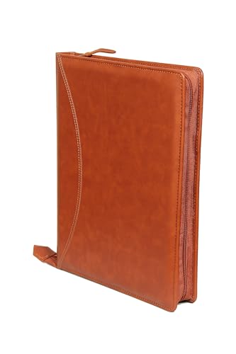 Image of Sukeshcraft PU Leather Document Holder, A4 Size Portfolio with 25 Sleeves, Brown File Folder for Certificates, Documents