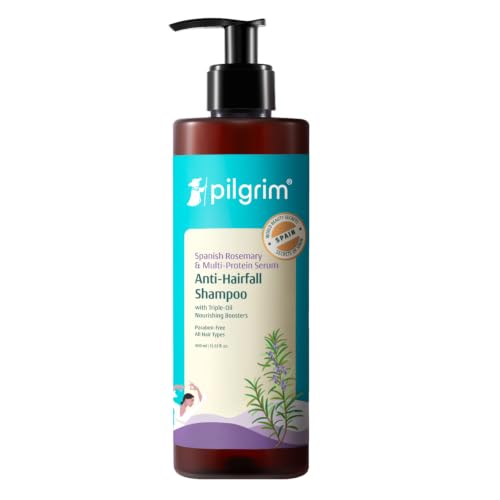 Image of Pilgrim Spanish Rosemary & Biotin Anti Hairfall Shampoo for Reducing Hair Loss & Breakage 400ml | Rosemary shampoo for hair growth | Upto 95% stronger hairs | For all hair types | For Men & Women