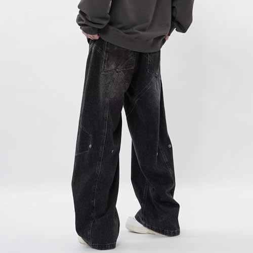 Men's Irregular Sutures Y2k Hip Hop Baggy Jeans Wide Leg Vintage Denim Pants Casual Loose Fit Streetwear Trouser3